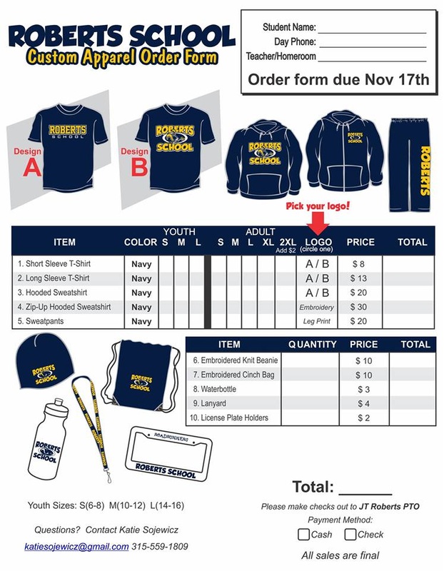 Roberts Spirit Wear Order Forms Coming Home!